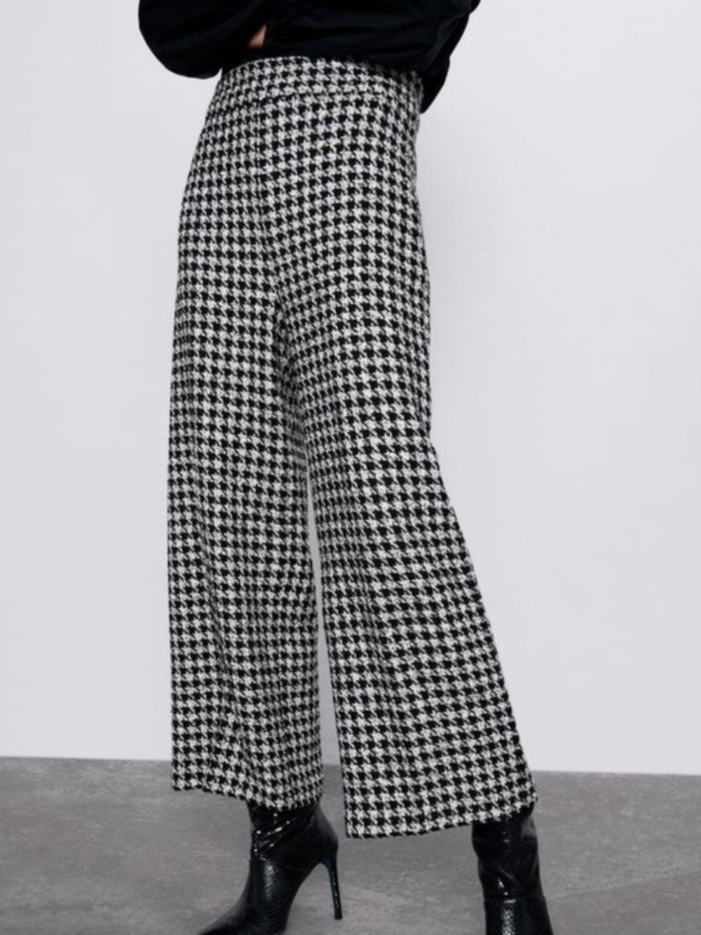 Zara houndstooth wide leg trousers